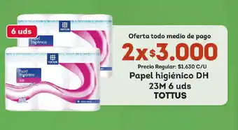 Tottus Papel higiénico DH 23M 6 uds x 2 TOTTUS oferta