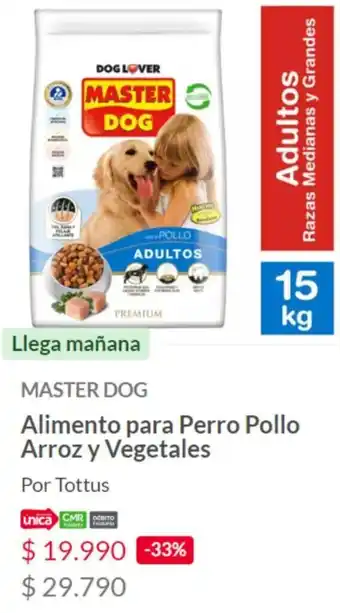 Tottus MASTER DOG Alimento para Perro Pollo Arroz y Vegetales 15kg oferta