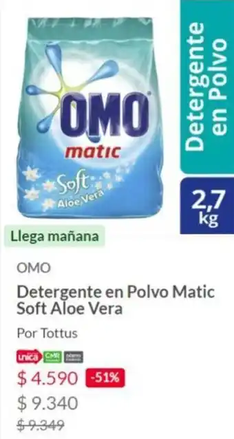 Tottus OMO Detergente en Polvo Matic Soft Aloe Vera 2.7kg oferta