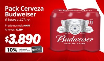 Unimarc Pack Cerveza Budweiser 6 latas x 473 cc oferta