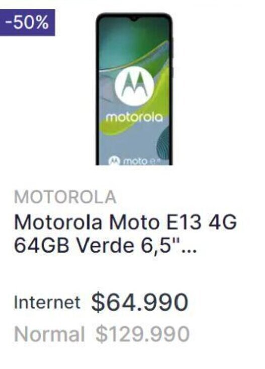 Abcdin Motorola Moto E13 4G 64GB Verde 6,5"... oferta
