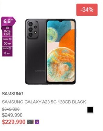 Ripley SAMSUNG GALAXY A23 5G 128GB BLACK oferta