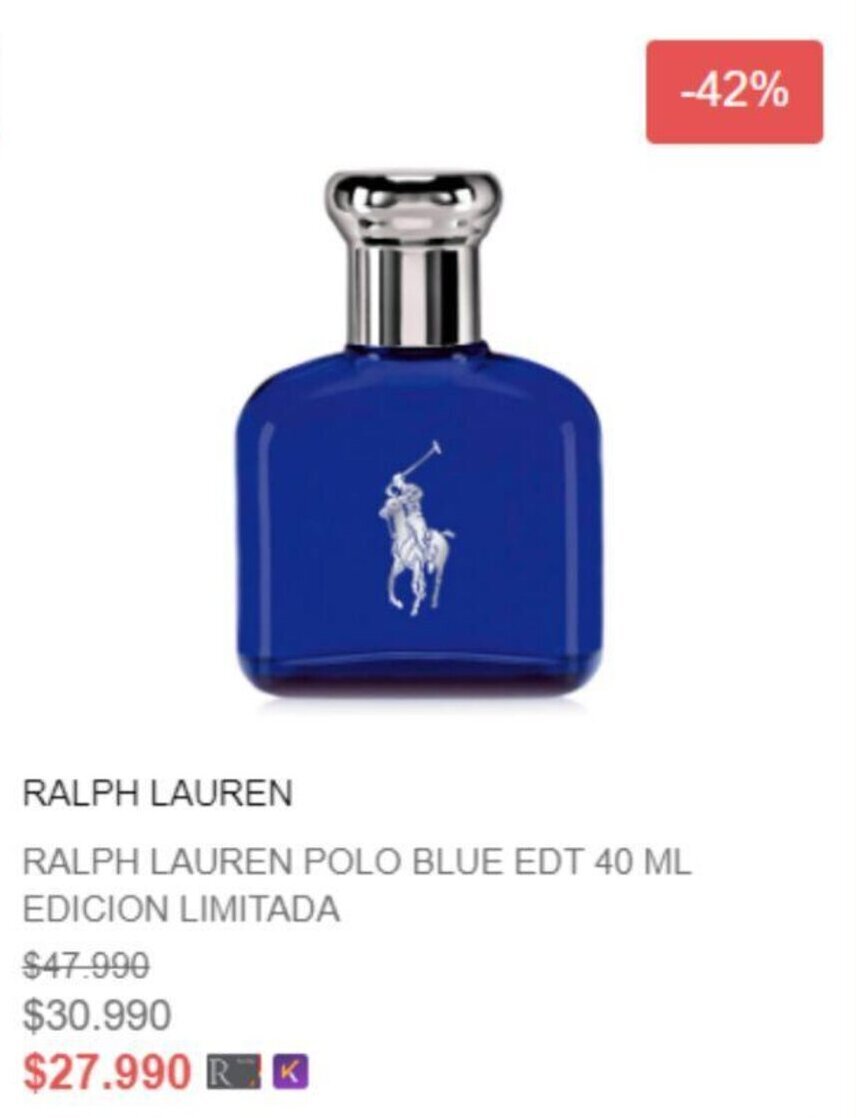 Ripley RALPH LAUREN POLO BLUE EDT 40 ML EDICION LIMITADA oferta