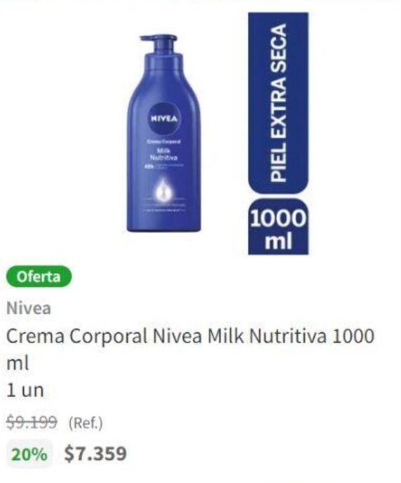 Jumbo Crema Corporal Nivea Milk Nutritiva 1000ml oferta
