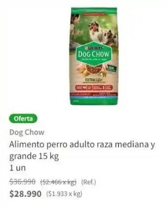 Jumbo Dog Chow Alimento perro adulto raza mediana y grande 15 kg oferta