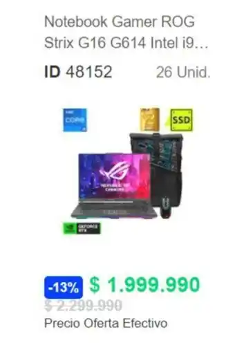 PC Factory Notebook Gamer ROG Strix G16 G614 Intel i9... oferta