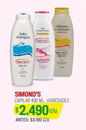 Cruz Verde SIMOND'S CAPILAR 400 ML, VARIEDADES oferta