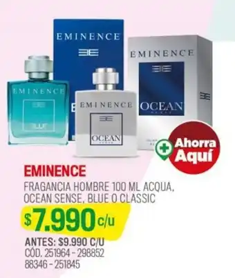 Cruz Verde EMINENCE FRAGANCIA HOMBRE 100 ML ACQUA, OCEAN SENSE, BLUE O CLASSIC oferta
