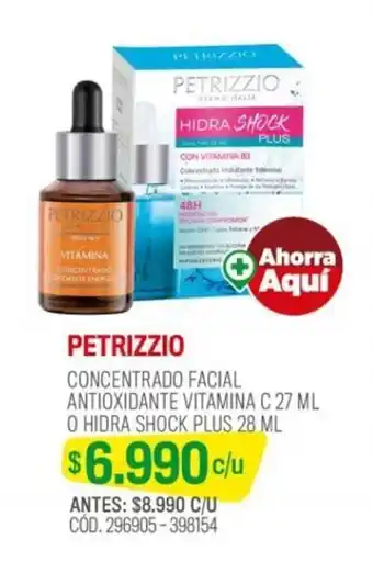 Cruz Verde PETRIZZIO CONCENTRADO FACIAL ANTIOXIDANTE VITAMINA C 27 ML O HIDRA SHOCK PLUS 28 ML oferta