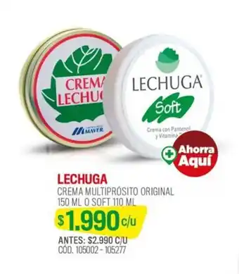 Cruz Verde LECHUGA CREMA MULTIPRÓSITO ORIGINAL 150 ML O SOFT 110 ML oferta