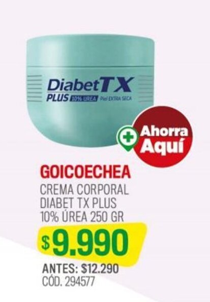 Cruz Verde GOICOECHEA CREMA CORPORAL DIABET TX PLUS 10% ÚREA 250 GR oferta
