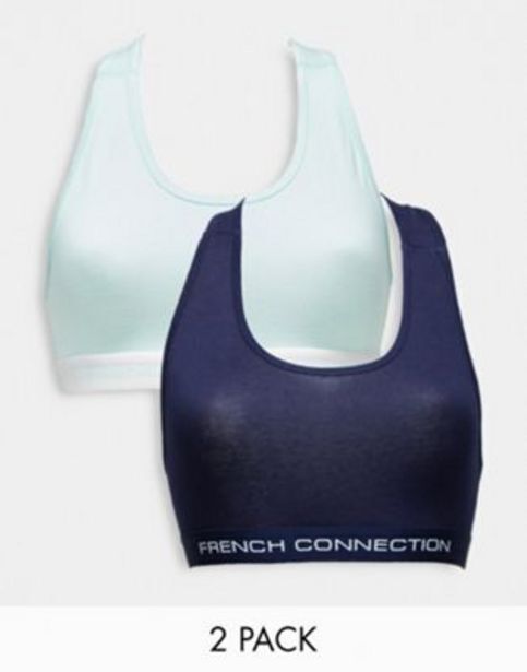 Asos French connection 2 pack crop top bralettes in navy and glacier oferta