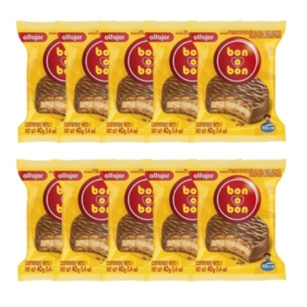 Falabella Pack x 10 alfajor bon o bon chocolate 40g oferta