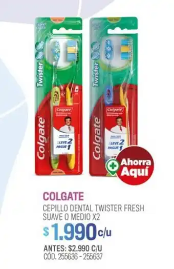 Cruz Verde COLGATE CEPILLO DENTAL TWISTER FRESH SUAVE O MEDIO X2 oferta