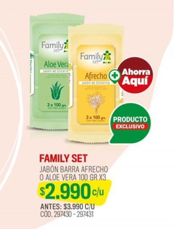Cruz Verde FAMILY SET JABÓN BARRA AFRECHO O ALOE VERA 100 GR X 3 oferta