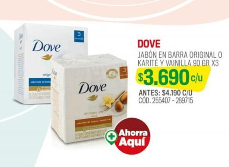 Cruz Verde DOVE JABÓN EN BARRA ORIGINAL O KARITÉ Y VAINILLA 90 GR X 3 oferta