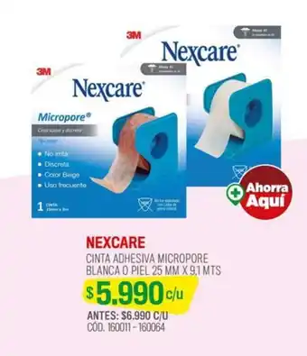 Cruz Verde NEXCARE CINTA ADHESIVA MICROPORE BLANCA O PIEL 25 MM X 9,1 MTS oferta