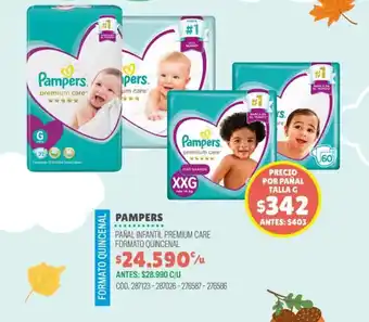 Cruz Verde PAMPERS PAÑAL INFANTIL PREMIUM CARE FORMATO QUINCENAL oferta