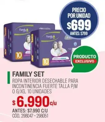 Cruz Verde FAMILY SET ROPA INTERIOR DESECHABLE PARA INCONTINENCIA FUERTE TALLA P/M 0 G/XG, 10 UNIDADES oferta