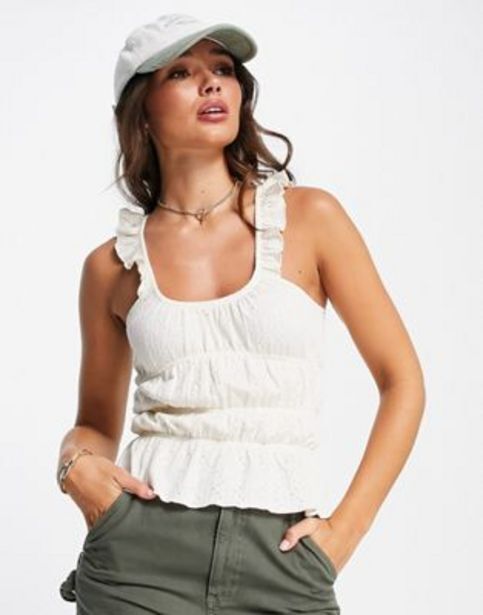 Asos Topshop textured frill shoulder vest in white oferta