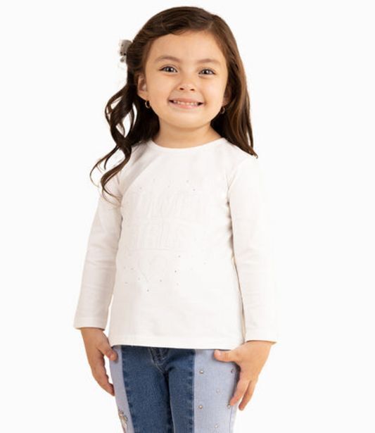 Limonada Polera bebé niña con estampado crudo oferta