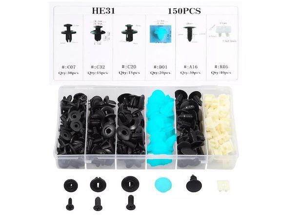 Ripley Caja 150 clips fijacion broche retencion plastico tapabarro / 212025 oferta