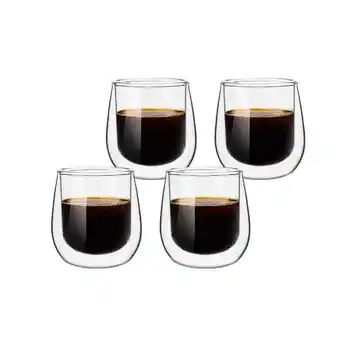 Kitchen Center Set 4 tazas vidrio doble pared expreso 80 ml oferta