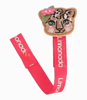 Porta chupete recién nacida con leopardo frutilla