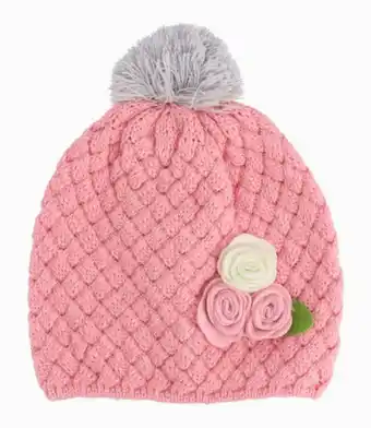 Gorro niña con flores rosado