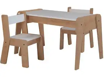 Mueble infantil set kit born (mesa+ 2 sillas) color madera natural / blanco