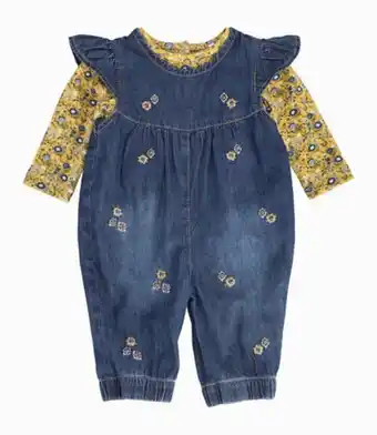 Limonada Jardinera con polera recién nacida 100% algodón denim azul limonada oferta