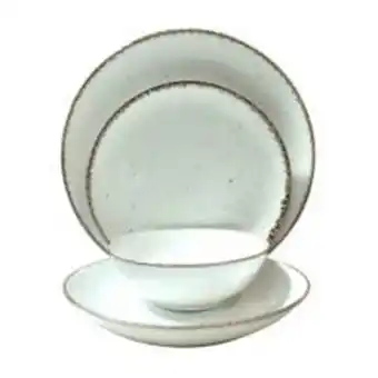 Linio Set vajilla porcelana 24 piezas porline blanca/ borde cafe oferta