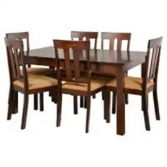 Linio Juego de comedor 6 sillas 140x75 café oferta