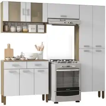 Falabella Kit mueble cocina new quartz nogal white 220x201x36 cm. oferta