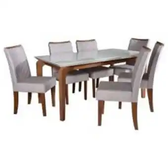 Linio Juego de comedor 6 sillas 170x90 crema. oferta