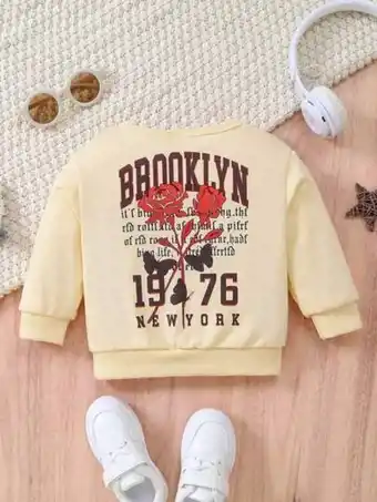 Shein Shein bebé sudadera con estampado floral con slogan oferta