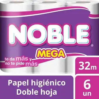 Super Bodega a Cuenta Papel higiénico doble hoja 32mts 6u noble oferta