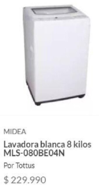 Tottus MIDEA Lavadora blanca 8 kilos MLS-080BE04N oferta