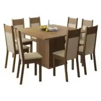 Linio Comedor 8 sillas clarice morello 136x136x77 cm café oferta