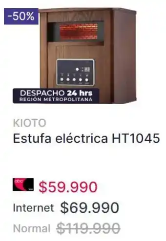 Abcdin KIOTO Estufa eléctrica HT1045 oferta