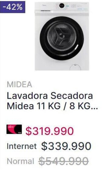 Abcdin MIDEA Lavadora Secadora Midea 11 KG / 8 KG... oferta
