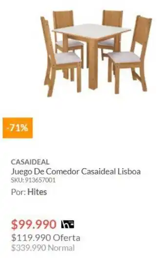 Hites CASAIDEAL Juego De Comedor Casaideal Lisboa oferta