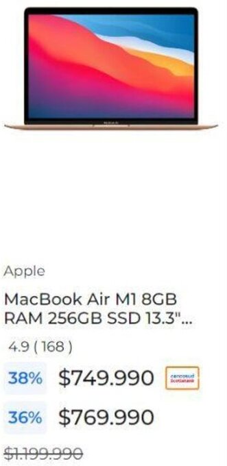 Paris Apple MacBook Air M1 8GB RAM 256GB SSD 13.3"... oferta