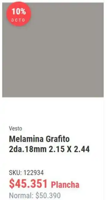 Imperial Vesto Melamina Grafito 2da. 18mm 2.15 x 2.44 oferta