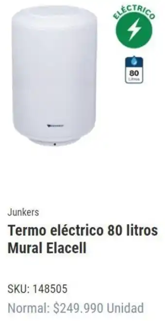 Junkers Termo eléctrico 80 litros Mural Elacell