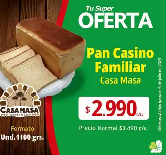 Supermercado El Trébol Pan Casino Familiar Casa Masa 1100grs oferta