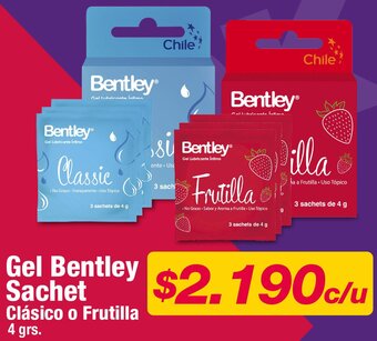 OK Market Gel Bentley Sachet Clásico o Frutilla 4 grs. oferta