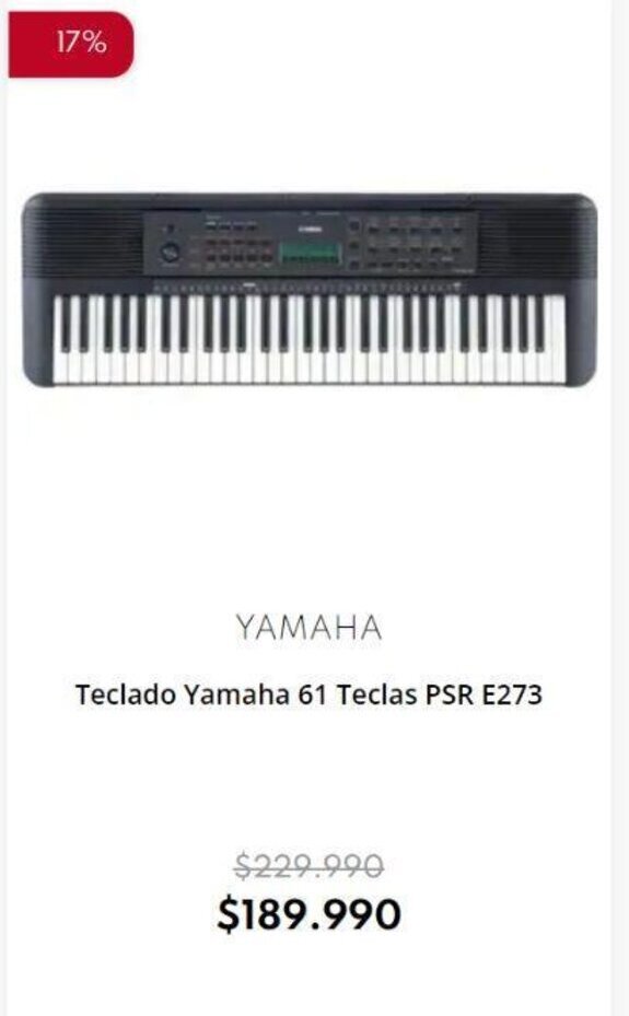 Teclado Yamaha 61 Teclas PSR E273 oferta en Casa Royal