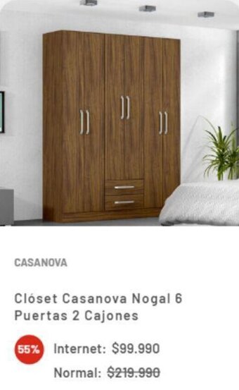 La Polar Closet Casanova Nogal 6 Puertas 2 Cajones oferta
