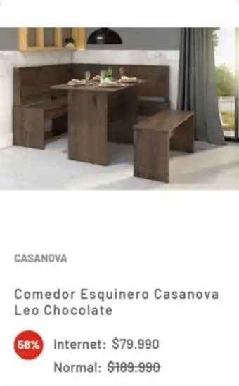 La Polar Comedor Esquinero Casanova Leo Chocolate oferta